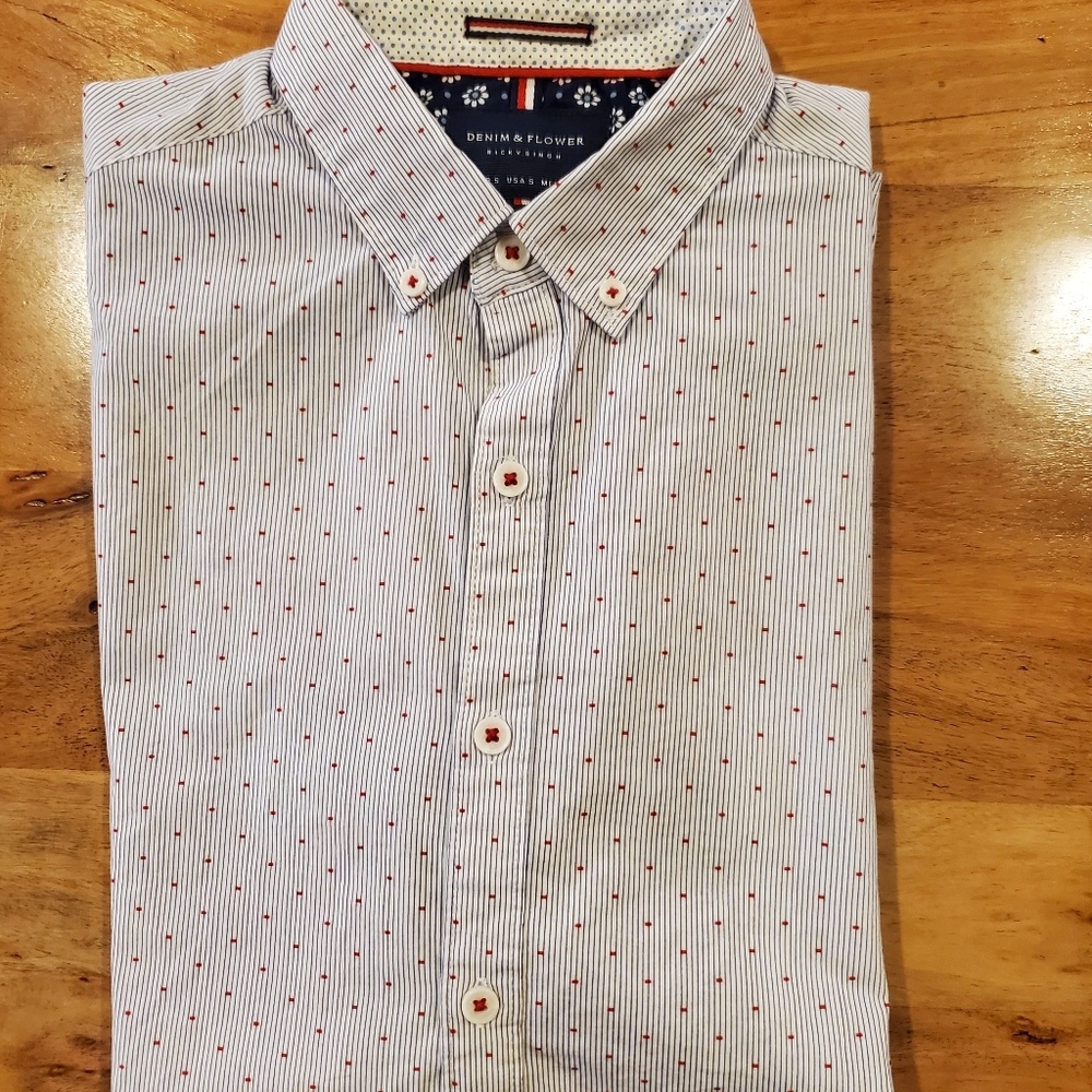 Men's Small, Slim-fit, Denim and Flowers shirt